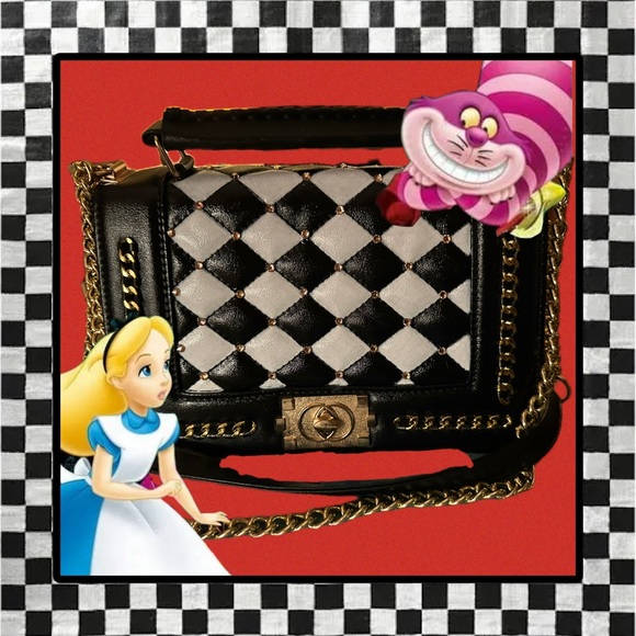 Black & White Checkered Chanel “Le Boy” Style Gold Champagne Swarovski Crystal - Picture 7 of 17